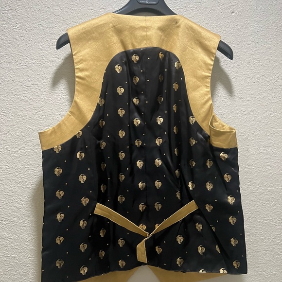 Noose and Monkey Gold and Black Men 2pc Suit Jacket And Vest - Size 42R - Picture 14 of 14
